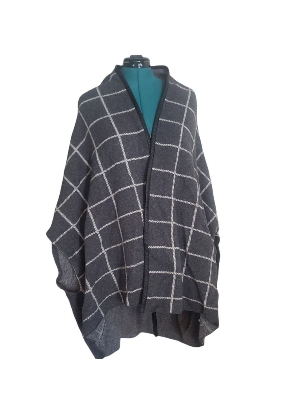 ST. John Wool Poncho With Lamb Leather Trim.